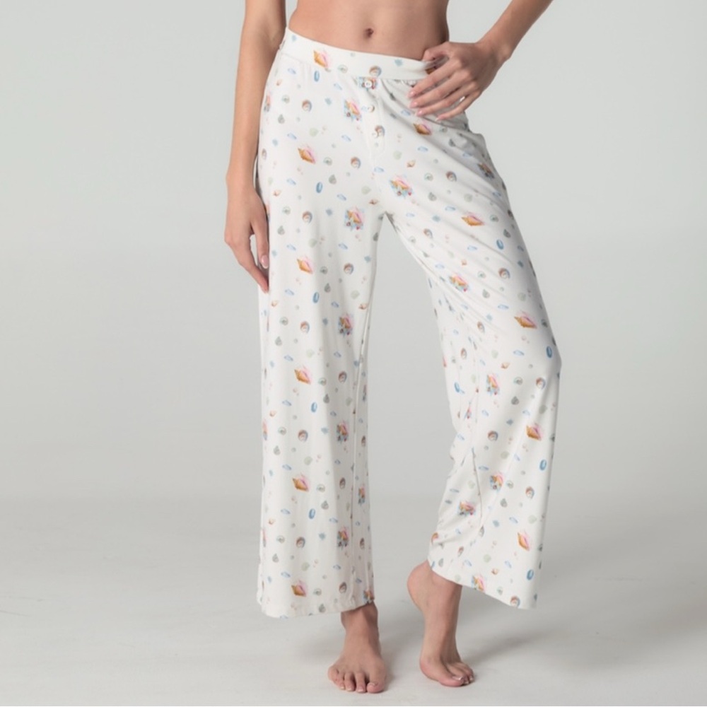 White Pajama Pants with Colorful Print